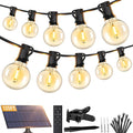 Brightever 120FT Solar String Lights Outdoor with Remote, Waterproof Dimmable 3 Modes Outdoor Lights with 50+2 LED Shatterproof G40 Bulbs, Solar Power Patio Lights for Outside Wedding Party Decor