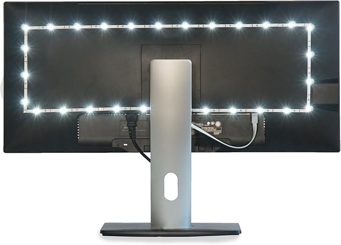 Power Practical LED Lights for TV Backlight - Luminoodle, USB Powered TV LED Light Strip w/ Bias Ambient Lighting for Home Theater - True White - Size (24"-29” TV)