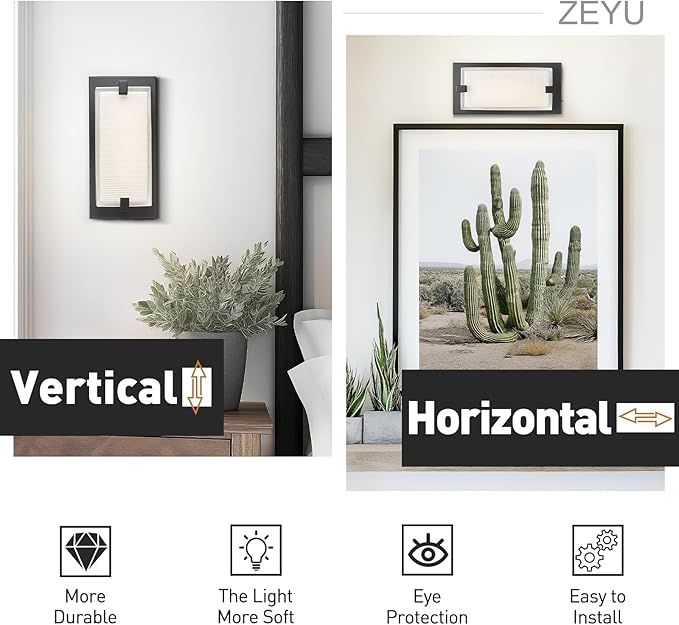 zeyu LED Indoor Wall Sconce, 18W Modern Dimmable Wall Mount Light for Hallway, 5CCT Adjustable 3000K/3500K/4000K/5000K/6500K, Black Finish with Clear Glass Shade, ZTH100B-LED BK