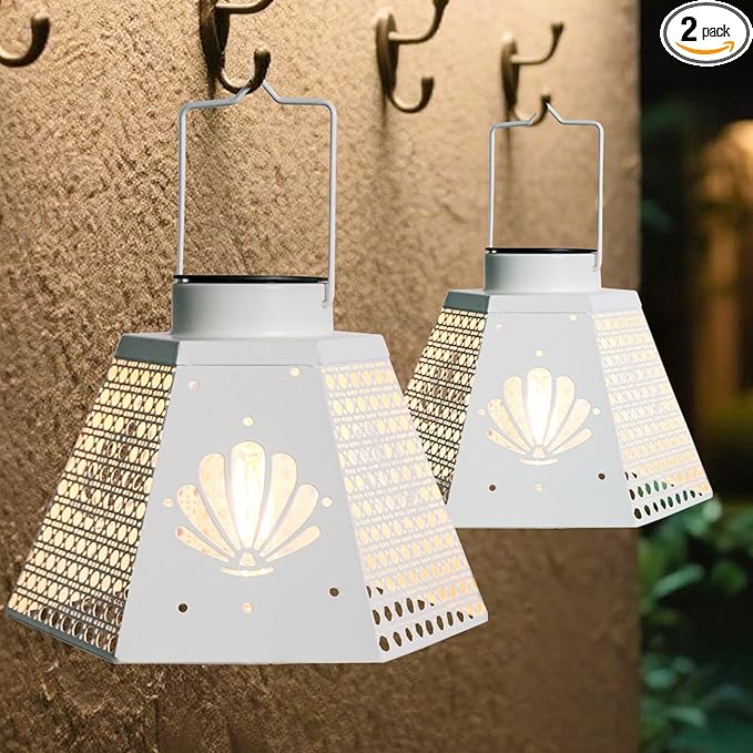 Afirst Solar Lanterns Outdoor, Hanging Solar Lights Hollow Out Waterproof Decorative LED Lanterns for Yard, Patio,Lawn,Pathway,Garden Decor Mother's Day Gifts