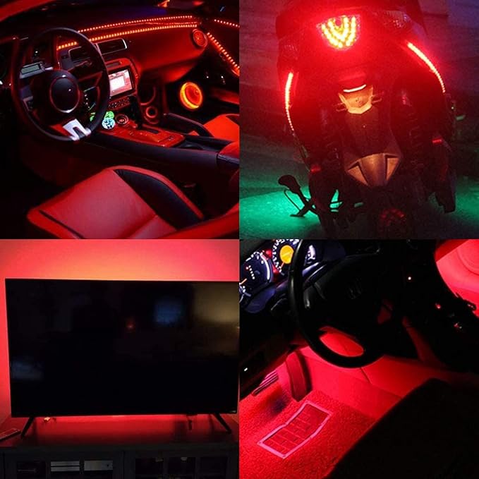 GOMING 5V 5mm Width COB USB LED Strip Light Red USB Powered 13.12ft/4M(2pcs x 6.6ft/2M) High Density 400LEDs/M Flexible IP20 Not Waterproof LED Tape Lights for DIY Decoration Lighting