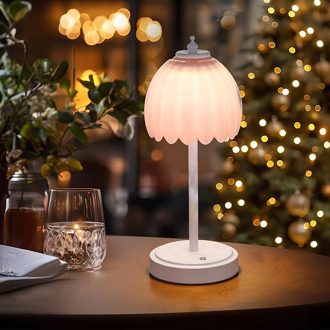 Rechargeable Table Lamp with 5200mAh Battery & Touch Control - 3 Adjustable Color Temperatures, Cordless Dimmable Table Light for Bedroom, Office Desk, Nightstand(Creamy Pink, 1 Pack