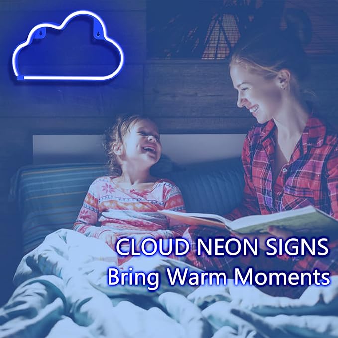 Cloud Neon Sign Blue Cloud Light Sign for Wall Decor,Battery or USB Powered Clouds Shaped LED Sign Decoration Lights for Bedroom Aesthetic Teen Girl Kid Room Christmas Birthday Wedding Party