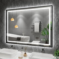 Amorho 50"X36" LED Bathroom Mirror, Front Light and Backlit with Black Frame, Stepless Dimmable, Anti-Fog, Shatter-Proof, Memory, 3 Colors Lighting, Double LED Vanity Mirror