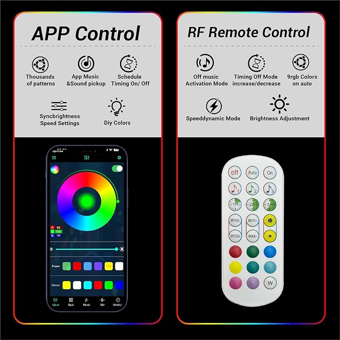 HAMRVL Black RGB+IC Smart Recessed Lighting Kit - 6pcs Wall Panel Lights for Acoustic Panels, APP/Remote Control, Music Sync, Chasing Effects, Slat Wall Lights for Wood Wall Panel (2*24+2*32+2*40 in)
