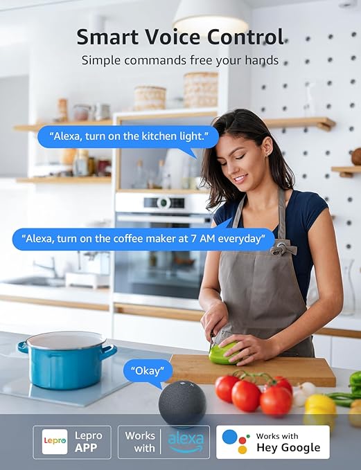 Lepro P1 Smart Plug Mini 15A, WiFi Outlet Plugs Compatible with Alexa & Google Assistant, Voice/APP Control, Timer & Group Controller, 2.4Ghz Only, ETL & FCC Certified, 2-Pack