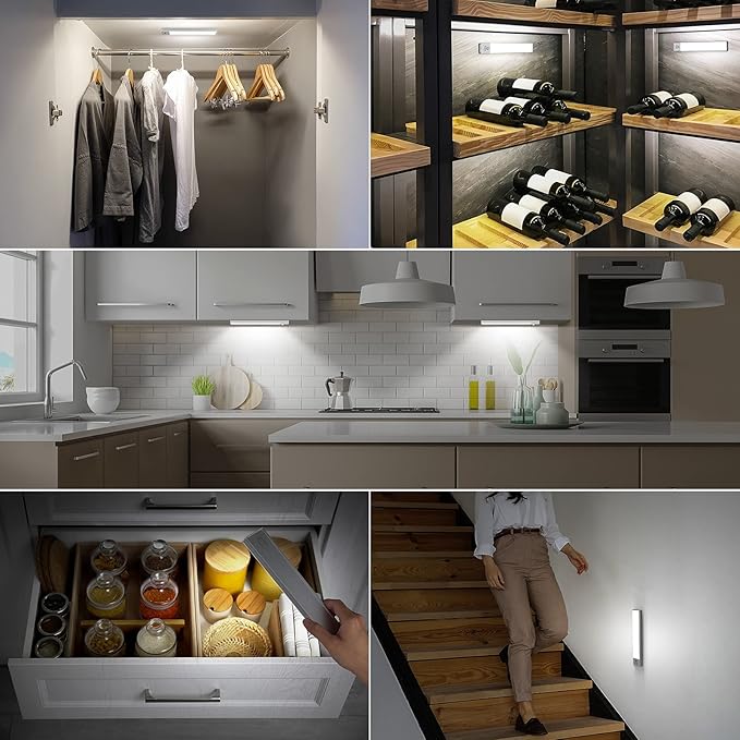 Alivation 36 LED Closet Light Motion Sensored Battery Powered LED Lights, Under Cabinet Lighting, Motion Sensor Light Indoor, Ultra Thin Wireless 1500mah Rechargeable Battery Operated, 2 Sensor Modes