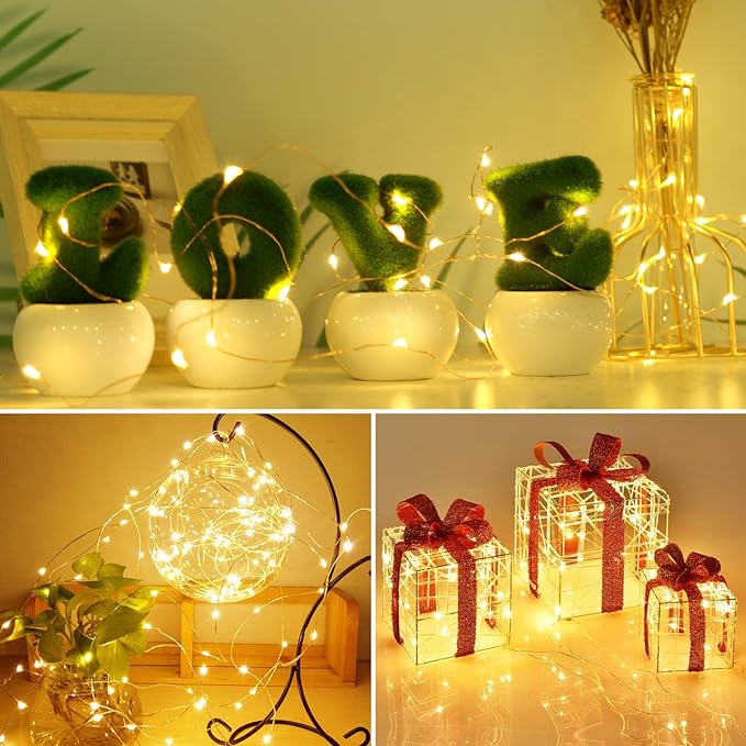kolpop 20 Pack LED Fairy Lights Battery Operated with 3 Modes, Mini Twinkle String Lights Battery Powered Waterproof for Christmas Mason Jars Party,Warm White