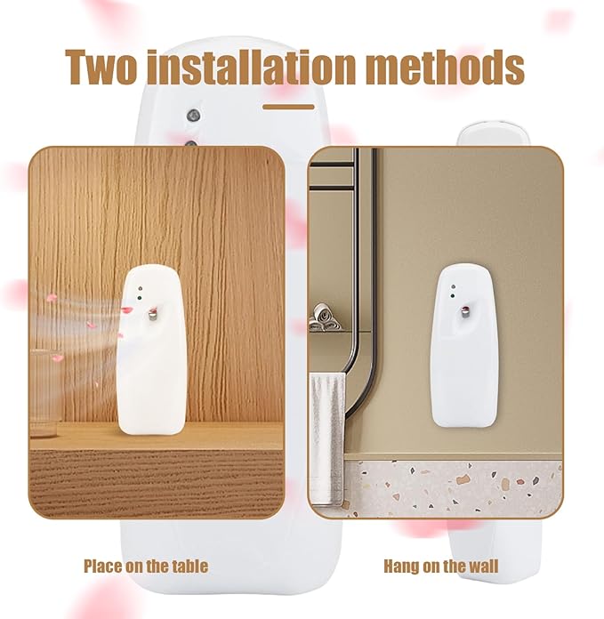 300ml Automatic Air Freshener 24H 8/15/30Min Timer Mist Spray Dispenser Wall Mounted for Bathroom 30 sq.m (No Battery)