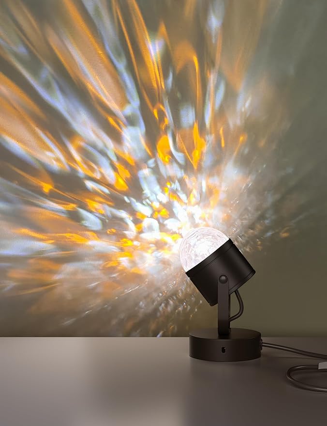Joyzy Plug-in Dynamic Ocean Wave Table Lamp Water Ripple Night Light Projector for Room Party Christmas Decoration, Color Changing Ambient Lamp, Vivid Water Wave Effect Lights, Videography Projection