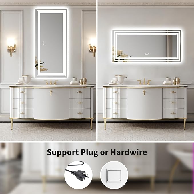 WTTY 84''x32'' LED Bathroom Mirror with Lights, Large Dimmable Led Mirror for Bathroom with Front + Backlight, Lighted Bathroom Vanity Mirrors for Wall with Anti-Fog, Memory, Shatter-Proof, ETL Listed