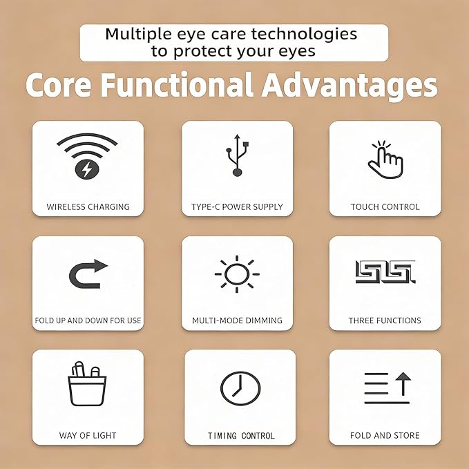 Multi-Function Desk Lamp with Display&15W Wireless Charger,3 Color Temperatures,Touch Control,Foldable Design,Built-in Clock,Calendar,Thermometer,Alarm,HYT1771 Black.