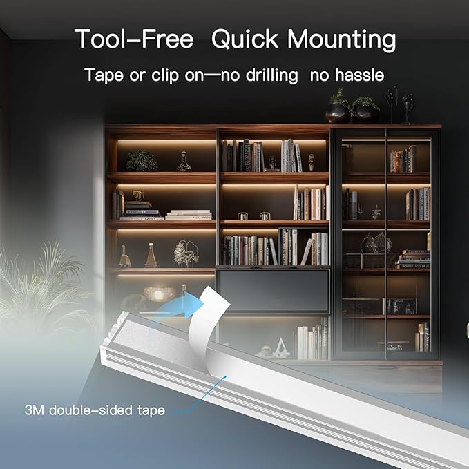 V4light Under Cabinet LED Lighting, 6 Pack Ultra Slim Aluminum Light Bars, Plug-in Kitchen Lights, Smart App & Alexa Control, Dimmable 2700K–6500K, Linkable for Closet, Shelf, Display Cabinet