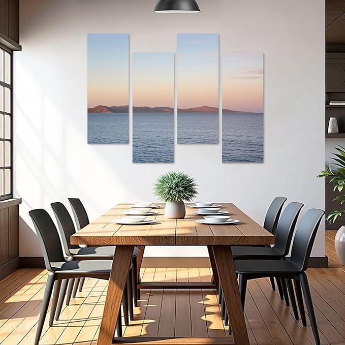 Canvas Wall Art Prints Pictures Bear lake from Marina Garden City Utah Framed Posters Modern Wall Painting Artwork Gift Home Decor for Living Room Ready to Hang 4 Panel
