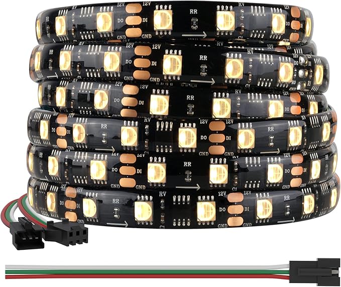 BTF-LIGHTING WS2814 IC RGBW RGB+Warm White (Similar WS2812B) Addressable DC12V 16.4FT 60LED/m 20pixel/m Flexible 4 Colors in 1 Dream Color LED Strip IP65 for Home Decor (No Adapter or Controller)