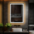 LTFUUAI 24"X32" LED Bathroom Mirror with Lights, Smart Touch 3-Color Dimming Lighted Vanity Mirror Wall Mounted, Anti-Fog Shatterproof with Front & Back Light, for Bathroom Vanity