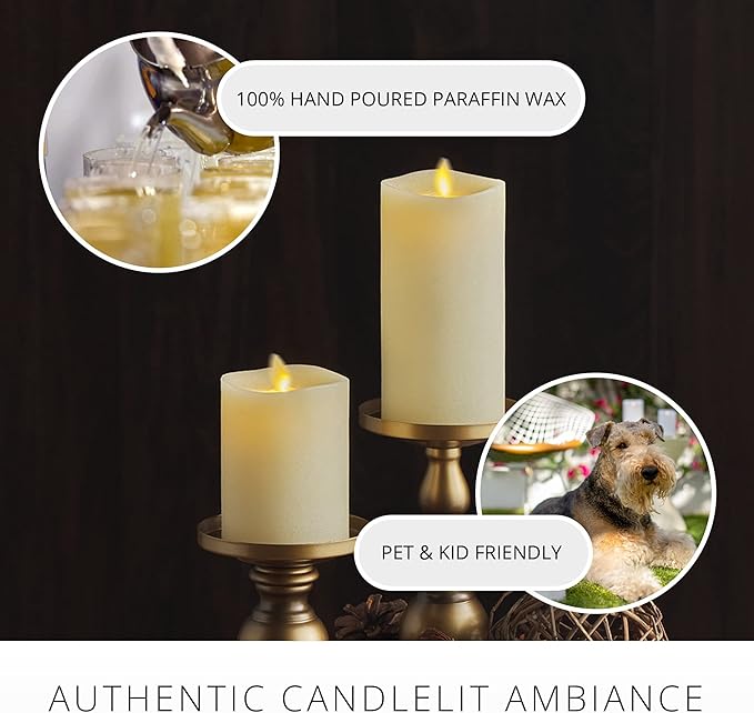 Luminara - Flameless LED Battery Operated Flickering Pillar Candles - Ivory - Pack of 1-3x6.5 - Realistic Moving Flame Real Wax Indoor/Outdoor Decor