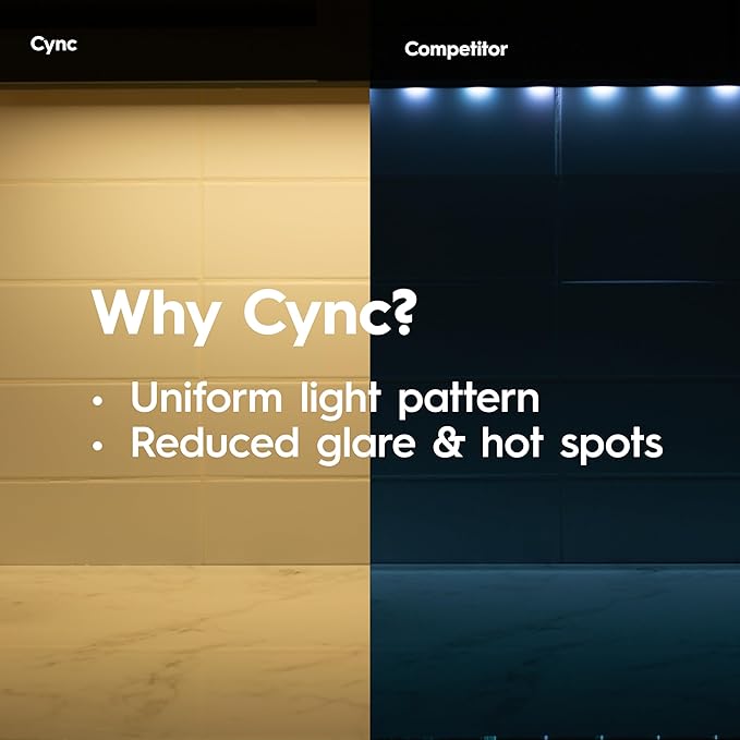 GE Cync Reveal HD+ Smart Undercabinet Puck Light Fixtures, Color Changing Undercab Puck Lights, Smart Wi-Fi Kitchen Lights, Works with Alexa and Google Home, 3-in (3 Pack)