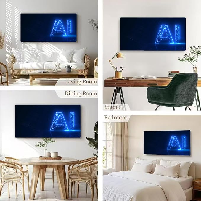 Wibinuki Wall Art Wall Decor Wall Paintings AI Technology Glowing Interface for Living Room Bedroom Bathroom Home Decor Can Be Hung Directly 20"x 40"