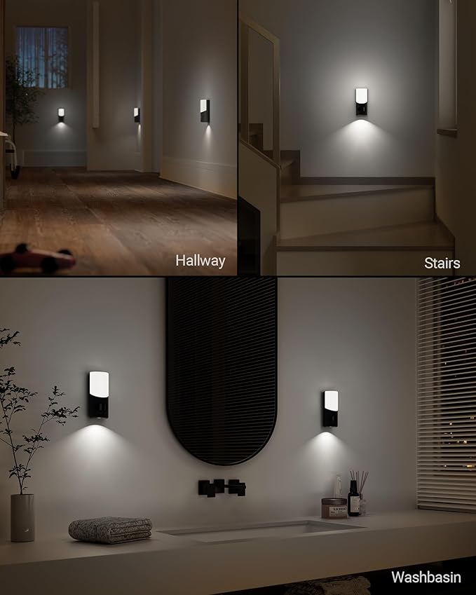Lyridz Rechargeable Battery Night Light with Motion Sensor, LED Stick-on Dimmable Night Light Indoor for Wall, Bathroom, Bedroom, Stairs, Hallway, Kitchen, Toilet, Cabinet, 2-Pack
