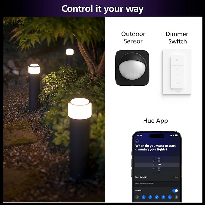 PHILIPS Hue Calla Large Outdoor Pedestal Light (Low-Volt), (104 x 402 mm) White & Color Pathway Light, Voice Control with Alexa, Apple Home & Google Assistant, Bridge Required