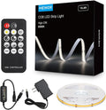 LED Strip Lights with Remote, 16.4ft 6500K Cuttable Dimmable Bright Daylight, White COB LED Strip Light for Mirror, Stair, Cabinet, Room