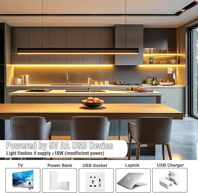 LED Strip Lights, 6ft Warm White COB Light Strip, USB Powered Dimmable 2700K, CRI92+, Flexible Cuttable for TV Backlight, Cabinet, Bedroom