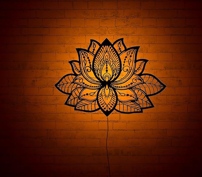 Lotus Symbol Relax Neon Sign, Mandala Yoga Room Night Light, Mandala Lotus Flower Lighted-Up Wall Art With Rgb Color Changing Led, Metal Wall Home Decor, Metalen Mandala Walldecor, Gift For Her Him