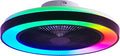 Smart Ceiling Fans with RGB Lights Remote - 20'' Flush Mount Low Profile Modern Ceiling Fans for Bedroom - Stepless Color Temperature and 6 Speeds - White