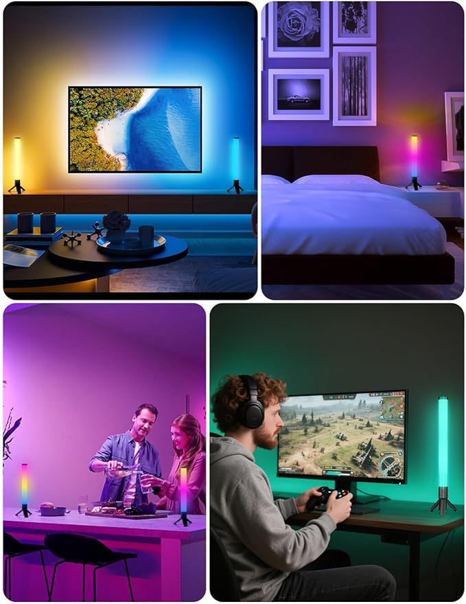 DAYBETTER 360° Smart LED Light Bars, RGB Light Bars with 16 Million Colors, Smart Gaming Lights with Music Sync and Scene Modes, 3 Modes Control, Mood Lighting, Gaming Light Bar for Room, TV, Monitor
