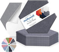 Mollywell Hexagon Acoustic Panels 14x12 - Reduce Echo & Reverb, Noise Blocking Wall Tiles for Recording Studio & Home Office, Moon Gray Sound Absorbing Panels
