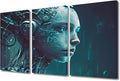 TUMOVO Artificial Intelligence Pictures Binary Code Wall Art 3 Panel Future Technology Canvas Print Art for Living Room Bedroom Decoration, Modern Artwork Stretched Framed Ready to Hang, 36" Wx24 H