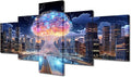 Human Brain Energy Canvas Wall Art City Smart Brain Posters & Prints Artwork Brain Contemporary Home Decor Stretched Canvas Picture for Living Room Bedroom Home Office Decor (50" Wx24 H)