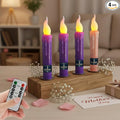 Flameless LED Taper Candles with Remote - 6" Battery Operated Taper Candlesticks, Flickering Dripless Window Candles for Mother’Day Wedding Centerpiece Home Decor & Party,4 Pack