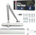 A1 ProGuard Commercial Heavy Duty Automatic Door Closer, ADA UL Grade 1 Listed Self Closing Door Hinges, Door Closers Commercial High Traffic, Auto Door Closer, Hydraulic Spring Soft Close - Silver