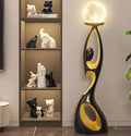 Bofea-Mid Century Modern Floor Lamp,Unique Corner Decorative Reading Standing Light,Rechargeable Moon Standing Lamp Or Resin Creative Stylish Decor Lamps for Living Room,Bed Room. (Black)