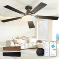 Amico Ceiling Fans with Lights, 52 inch Smart Ceiling Fan with Remote/APP/Alexa Control, Flush Mount, Reversible DC Motor, 5 Blades, 6 Speeds, 3CCT, Dimmable, Noiseless, Bedroom, Living Room, Black