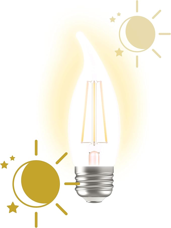 GE LED+ CA11 Dusk to Dawn LED Light Bulbs, Automatic On/Off Outdoor Security Lights, Soft White, E26 Medium Base (2 Pack)