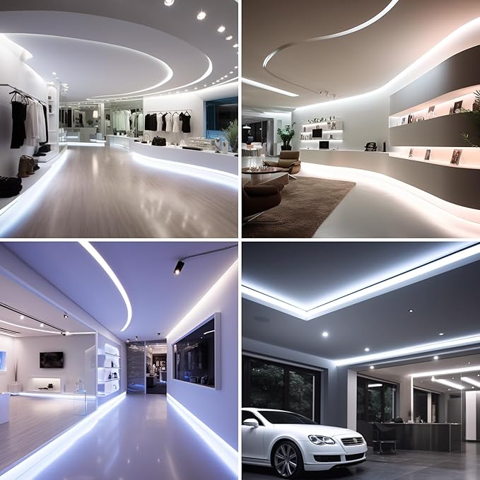 24V 15MM Wide COB LED Strip Light 32.8ft (2 Rolls of 16.4ft), 6000K Cool White Super Bright 25W/M 2750LM/M CRI 92 LED Tape Lights with Power Supply for Living Room Commercial