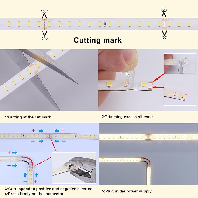 48V Outdoor LED Strip Lights Waterproof, 65.6ft 150W 4000K Natural White Dimmable LED Tape Light Cuttable with Power Supply for Bedroom Ceiling Garden Living Room Commercial House