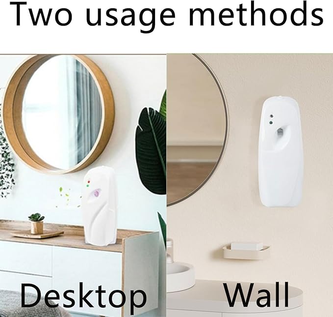 2pcs Automatic Air Freshener Spray Dispenser Commercial and Home Use Wall Mounted or Free Standing Adjustable Fragrance Aerosol Sprayer for Bathroom Hotel Office and Public Area (2pcs)