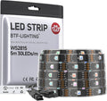 BTF-LIGHTING WS2815 (Upgraded WS2812B) LED Strip Light,UL Listed,16.4FT 150 LED/Pixels,Flexible Chasing RGB,Dual Signal Individually Addressable,5050SMD,DC12V IP67(No Adapter or Controller)