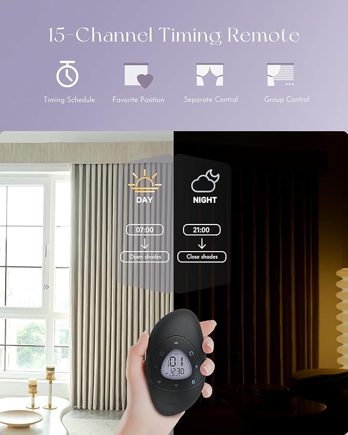 Graywind Rechargeable Smart Curtains Compatible with Alexa App Remote Control Motorized Drape for Sliding Door One-Way or Split Draw, Custom Width Up to 220" (Cloud Series)