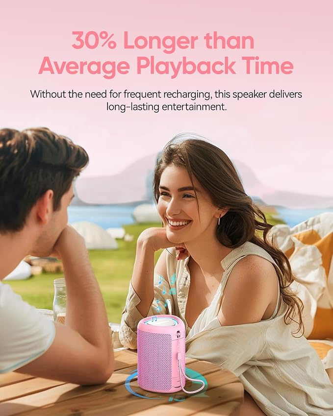 Portable Bluetooth Speaker Beach Vacation Essentials: Powerful Crystal Clear Sound/Dynamic Light/IPX5 Waterproof/All Day Playtime/BT 5.3/TWS Paring, Small Wireless Speaker for Outdoor|Travel|Camping