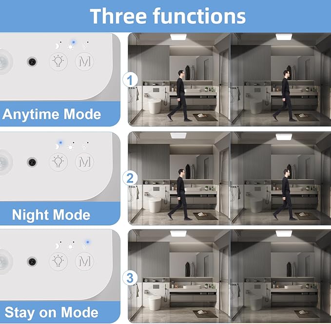 Rechargeable Motion Sensor Ceiling Light with Remote - Motion Sensor Closet Light, 400LM Magnetic Wireless Battery Operated Lights for Bathroom Shower Pantry Stairs Hallway Laundry Porch -2Pack