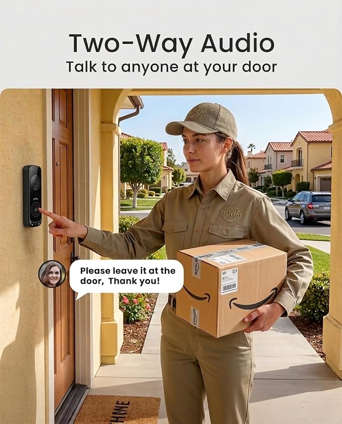 youkey Dual-cam Video Doorbell–See Visitor & Package at Once, No Monthly Fee, 2K Battery Doorbell with Package Detection, 5Ghz WiFi, Built-in 8GB Storage, Works with Alexa & Google Home,Chime Included