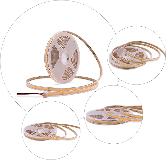 IP68 Waterproof COB LED Strip Light, 16.4FT 24V 3000K 480 LEDs/m CRI>90, Flexible Cuttable Tape Light for Outdoor Bathroom Swimming Pool Decoration (No Power Supply)