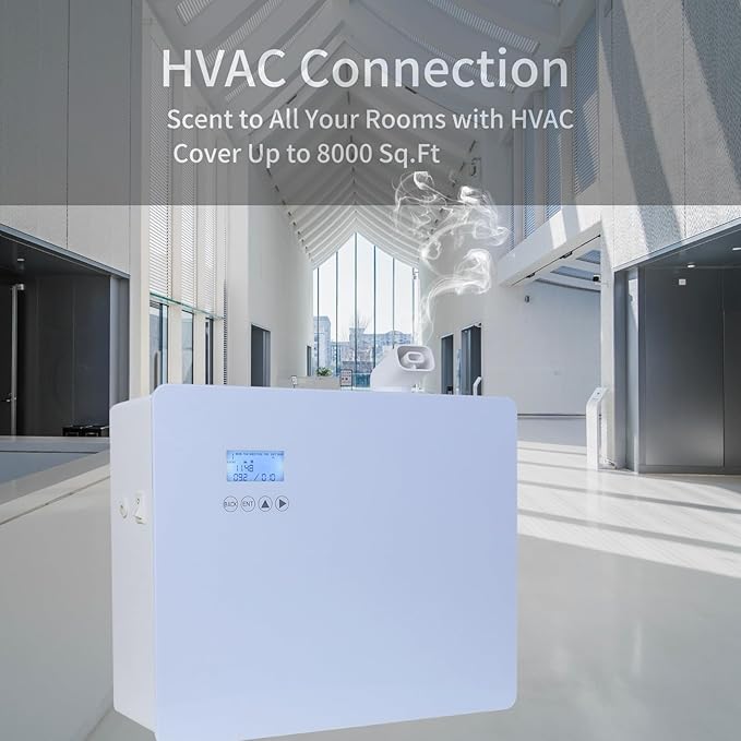 Waterless Commercial Scent Air Machine, HVAC Scent Diffuser for Large Coverage | Up to 8,000 Sq.ft, Whole House Aroma & Hotel Collection Diffuser 1000ml, Cold air Tech. (Metal-White)