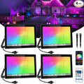 T-SUN RGB Flood Lights Outdoor, 1000W Equivalent Color Changing Landscape LED Light with APP & WiFi & Remote Control, Waterproof Floodlight with 16 Million Colors, Timing, Music Sync (100W-4Pack)