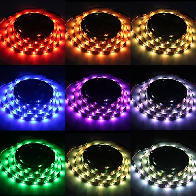 Led Strip Lights Battery Powered RGB Led Strip Rope Lights Waterproof Led Lights with Remote Control Flexible Led Strip Lighting 2M 6.56ft
